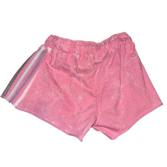 NWT BLOOM + POP Pink Stripe Acid Wash Raw Edge Juniors Short Shorts Barbiecore S - Picture 8 of 12